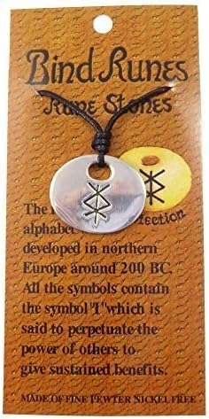Bind rune amulet Pewter rune stone necklace for Protection with cord 3cm pendant