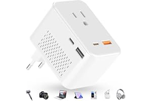 WAUDM 220 V to 110 V Voltage Converter, 20 W PD, Reduces 220 V to 120 V, U.S. to Europe Travel Converter for Over 80 Countries, Including Most European Countries, France, Germany, Italy and Australia