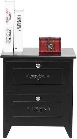 Lyrlody Bedside Tables 2 Lockable Drawers Wooden Nightstand Bedside Table Organizer Unit Chest Dresser Bedside Cabinet End Side Sofa Table Black No Assembly Needed 40x30x46cm Amazon Co Uk Kitchen Home