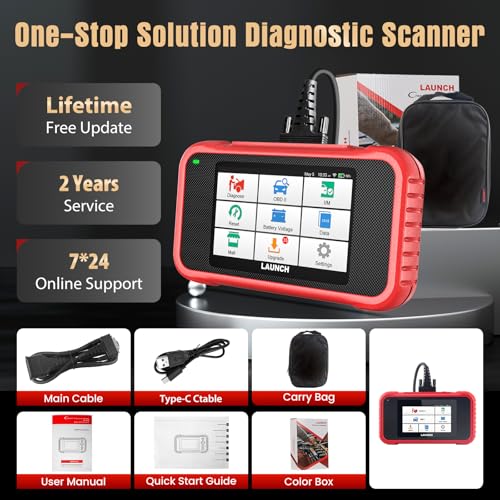 LAUNCH CRP123E OBD2 Car Diagnostic Tool Reader, Car Code Reader for Engine, ABS, SRS, Automatic Transmission, with Steering Angle Reset, Throttle Adjustment, Oil Reset, Free Lifetime Upgrade