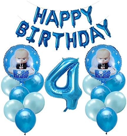 HNTHBZ balloon 1set Boss Baby Aluminum Balloon Cartoon Popular Aluminum Balloons Kids Birthday Party Supplies Boy Girl 1st 2st Birthday Toy Colorful Ballons (Ballon Size : 18inch, Color : 4)
