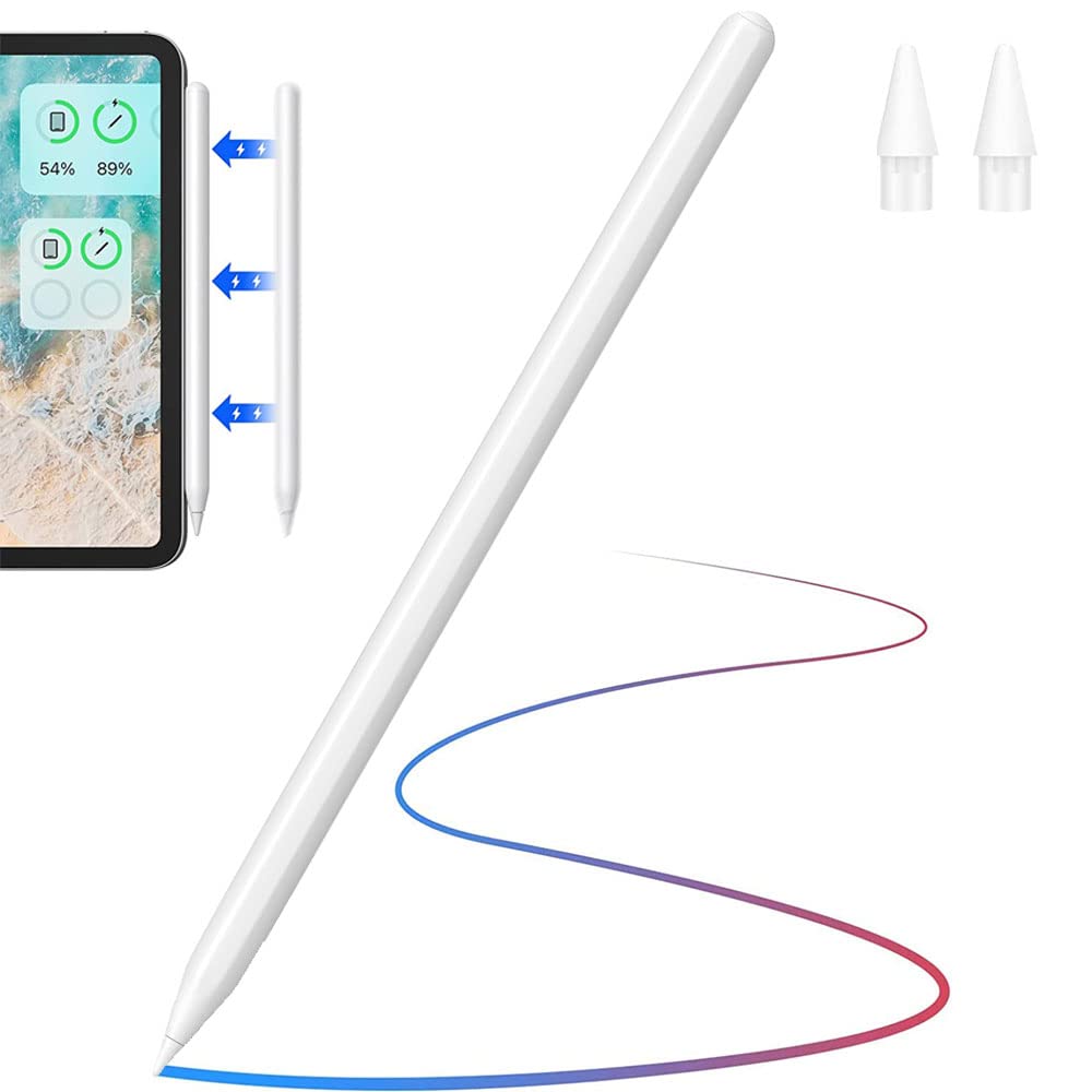 TECHGEAR Pencil 2nd Generation iPad, Magnetic Wireless Charge Pencil Stylus for Apple iPad Pro 11" / 12.9" 6/5/4/3 Gens, Air 4/5, Mini 6, Tilt Sensitivity Palm Rejection Apple Stylus Pen