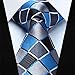 HISDERN Ties for Men Blue Plaid Tie and Pocket Square Set Classic Woven Mens Extra Long Neckties Handkerchief Formal Silk Checkered Necktie for Working or Business