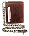 Juzar Tapal Collection RFID Blocking Mens Tri-fold Wallet Vintage Style Cowhide Leather Chain Wallet (Crazy Horse J112 With Chain)
