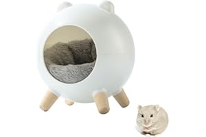 TUTU&LELE Hamster Hideout, Tiny House Hideout and Habitat, Space Elf Hiding Nest, Durable Hamster Bed with Round Thick Plush 