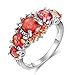 CiNily Rhodium Plated Created Orange Fire Opal Orange Garnet Women Jewelry Gemstone Ring Size 6