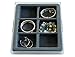 DR. ORGANIZER 3302 Watches, Bracelets and Large Earring Jewelry Organizer with Velvet Tray, US Patented, 6 compartments, Clear with Gray Insert