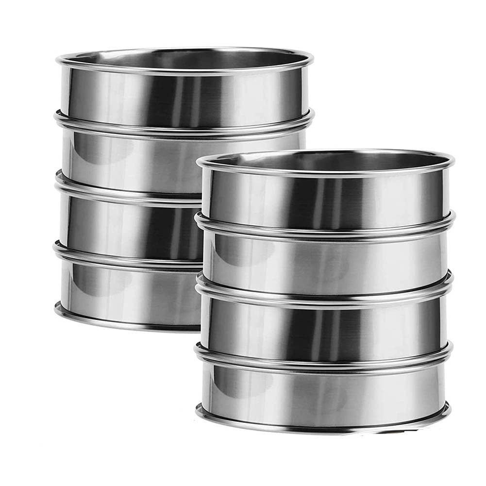Tyuooker Crumpet Rings 8Pcs Stainless Steel Muffin Rings for Baking Double Rolled Tart Rings Round Tart Ring