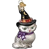 Old World Christmas Witch Kitten Glass Blown Ornament for Christmas Tree, Handcrafted Holiday Decoration, Halloween Collection