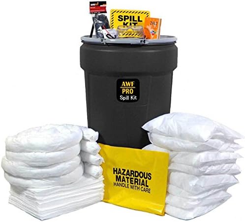 55 Gallon Oil Only Spill Kit Includes Lever Lock Drum 50 Spill Pads 15"x19",4 Socks 3"x12',8 Pillows 18"x18",Safety Goggles,Chemical Gloves,Emergency Response Guidebook,Disposal Bags,Spill Sign