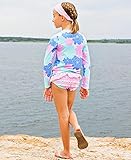 RuffleButts Girls Rash Guard 2-Piece Swimsuit Set - Long Sleeve Bikini with UPF 50+ Sun Protection