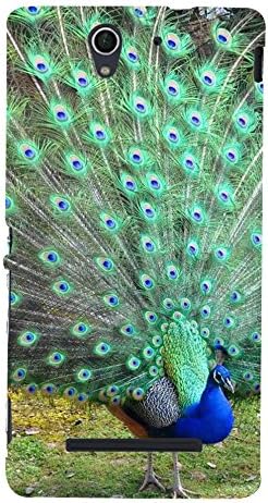 Fiobs Designer Back Case Cover for Sony Xperia C3 Dual :: Sony Xperia C3 Dual D2502 (Peacock of Feathers Mor Bird Beautiful Krishna Mobile Cover)