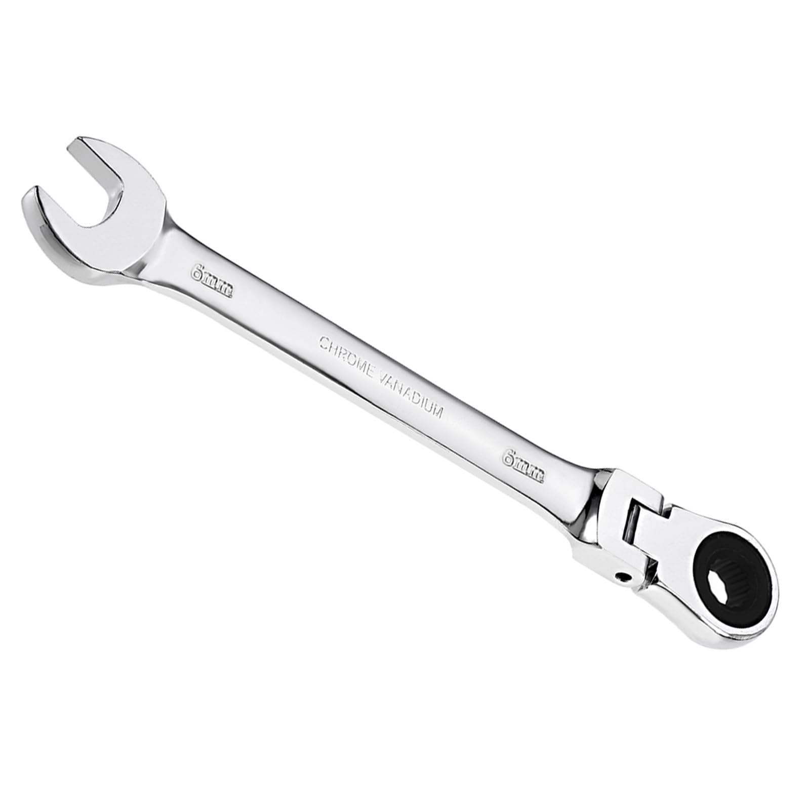 CoCud Flex-Head Ratcheting Wrench, 6mm Head Metric 72-Teeth, Cr-V Combination Wrench Spanner - (Applications: for Repairing Home Tasks)