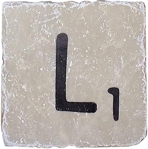 Hand-Stamped Tile Coaster with Letter (L-1)