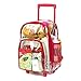 K-Cliffs Rolling Clear Backpack Heavy Duty Bookbag Quality See Through Workbag Travel Daypack Transparent School Book Bags w/Wheels Red