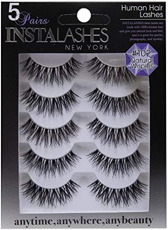 Natural Wispies: Handmade Reusable False Eyelashes, 100% Human Hair Super Soft Lashes (102)