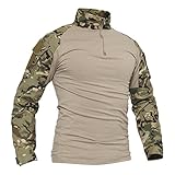 TACVASEN Mens Classic Lightweight Pullover Long Sleeve Tactical Combat Tee Shirt Top CP
