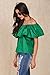 Relipop Women's Sexy Short Sleeve Shirt Strapless Blouses Off Shoulder Tops (X-Large, Green)