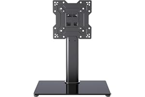 XINLEI Universal TV Stand Base, Table Top TV Stand for 17-43 Inch LCD/LED TVs, Height Adjustable Monitor Mount Stand with Tempered Glass Base Holds up to 88lbs VESA 200x200mm, TS103