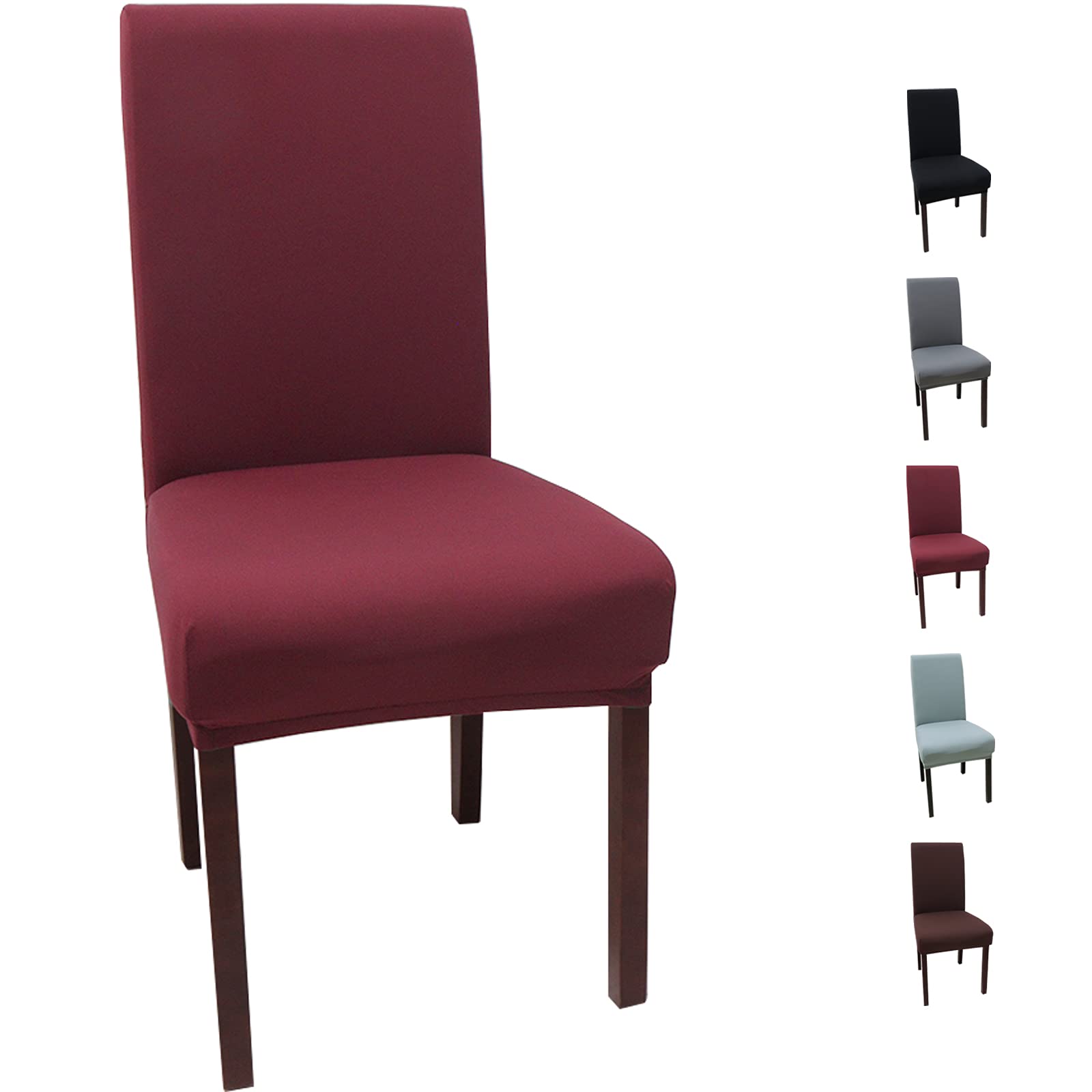 YUNSHANGHE 4 Pack Chair Seat Covers, Removable Washable Dining Chair Covers, Elastic Stretch Modern Chair Protective Cover, for Dining Room, Restaurant, Wedding, Hotel, Ceremony, Banquet (Red)