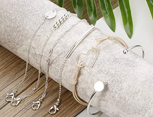 Thunaraz Multilayer Layered Bracelet Set Stackable Wrap Bangle Boho Bracelet Adjustable