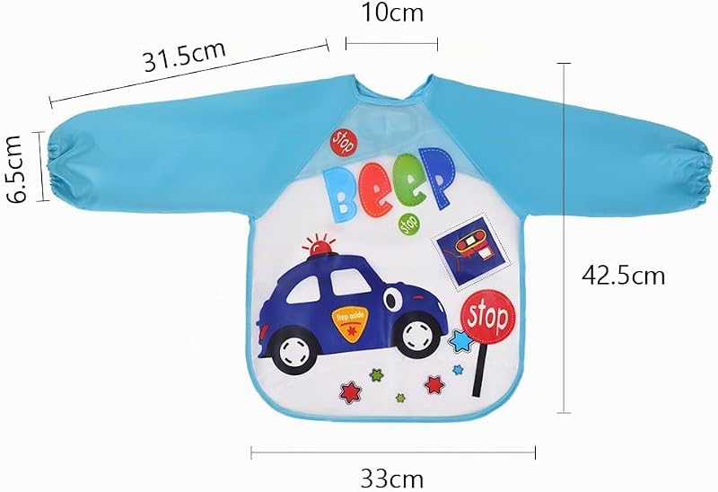 Babetetes impermeáveis para bebés, 4 peças de babete impermeável para pintura com mangas compridas para bebés dos 0 aos 24 meses, unissex