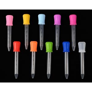 10 Pack Liquid Pipettes Droppers Silicone 5ml Clear Medicine Eye Dropper for Kids with Bulb Tip & Clean Brush for Candy Mold,