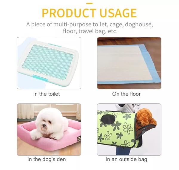 PUPPY AND DOG PEE PADS, THICKEN 6 LAYERS POTTY TRAINING PADS FOR DOGS CATS RABBITS WITH SUPER-ABSORBENT ＆ LEAK-PROOF DESIGN AND QUICK-DRY SURFACE (M, 45 * 60 CM, 50 COUNT)