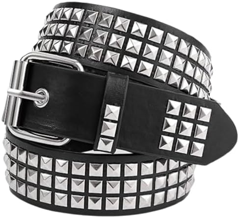 Funk Plus Three Row Cone Stud Belt Made In USA Genuine Leather
