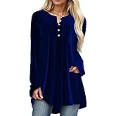 Fronage Velvet Tops for Women Pleated Button Dwon Dressy Casual Loose Blouse Tops for Holiday party