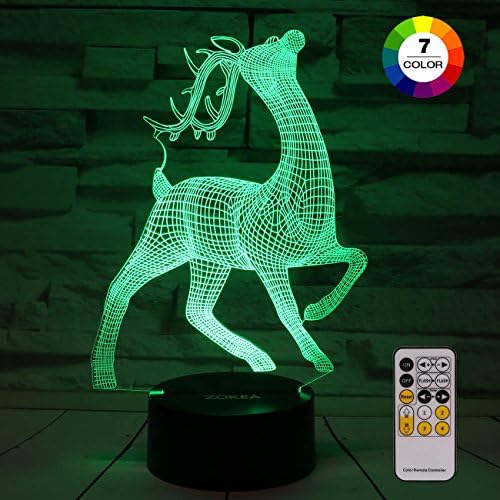 Night Light 3D lamp 7 Colors Changing Nightlight with Smart Touch &amp; Remote Control 3D Night Light for Kids or as Gifts for Women Kids Girls Boys (Cute Deer)