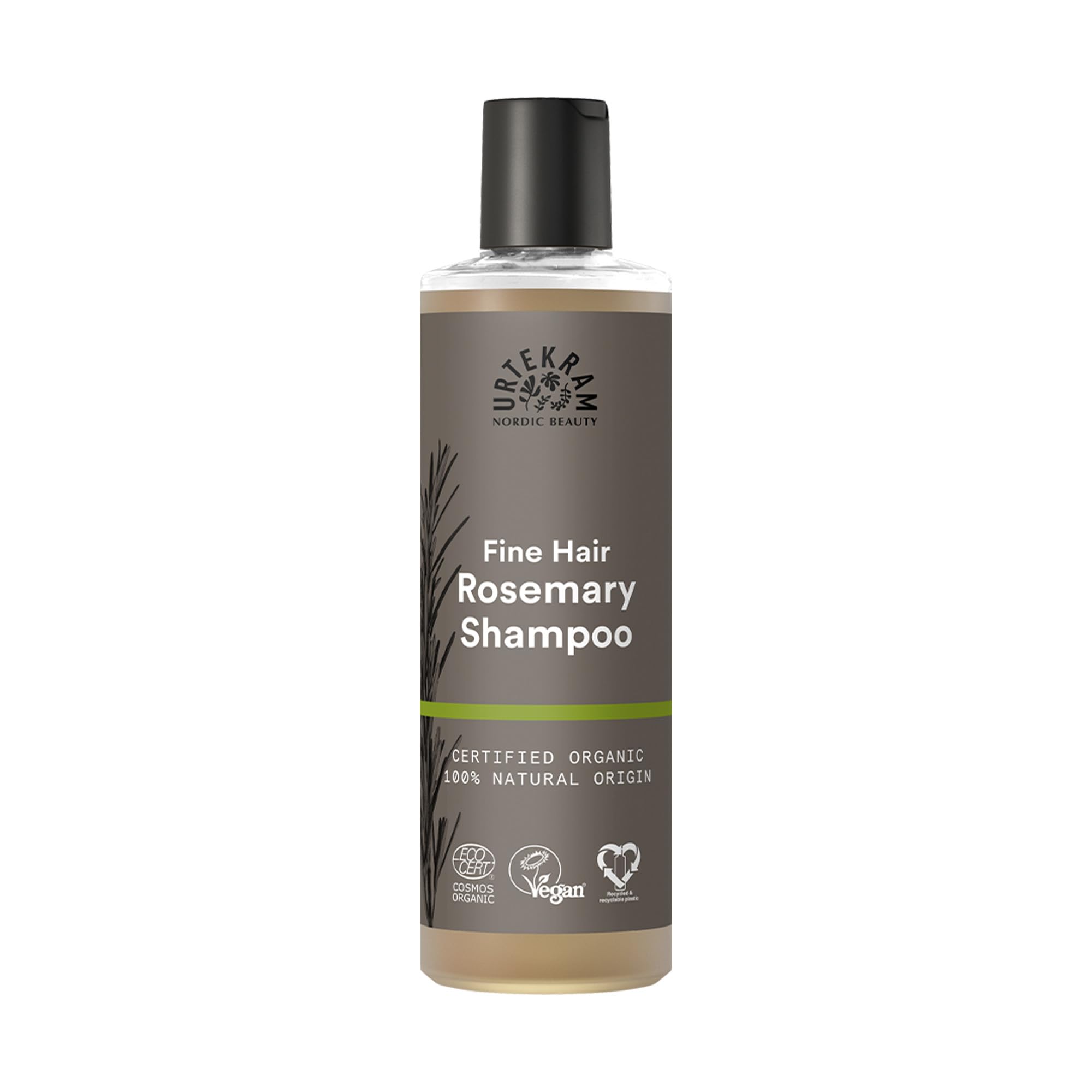 Urtekram Rosemary Shampoo for Fine Hair - Certified Organic Shampoo Vegan, Nourishing & Strengthening Formula, Aloe Vera & Glycerine for Healthy Hair & Volume, 250 ml (Pack of 1)