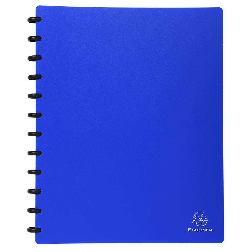 Exacompta - Ref 86362E - PP Display Book with Rings - Suitable for Holding A4 Documents, 30 Pockets, 60 Viewing Pages, Removable Pockets for Organisation - Blue