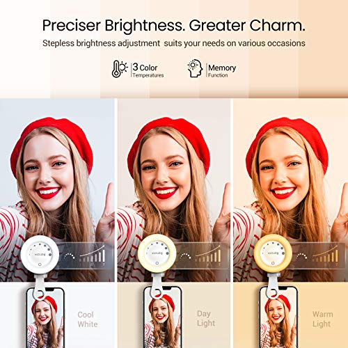Selfie Ring Light, VicTsing Ring Light for Laptop 60 Led Phone Ring Light Clip on 3 Light Modes Rechargeable Lighting for Zoom Video Conference, Tiktok/YouTube Photography, Makeup
