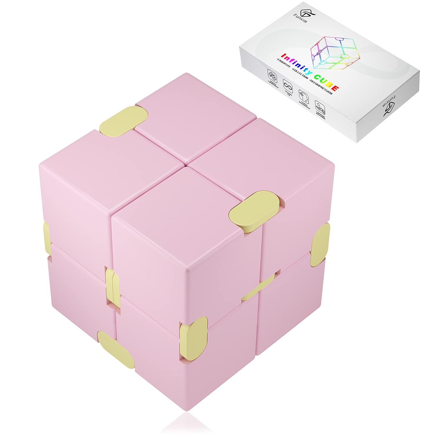 Funxim Infinity Cube Pink Fidget Toy Cube, Fidget Finger Toy Stress and Anxiety relief, Killing Time Fidget Toys Infinite Cube suitable for Adults & Kids
