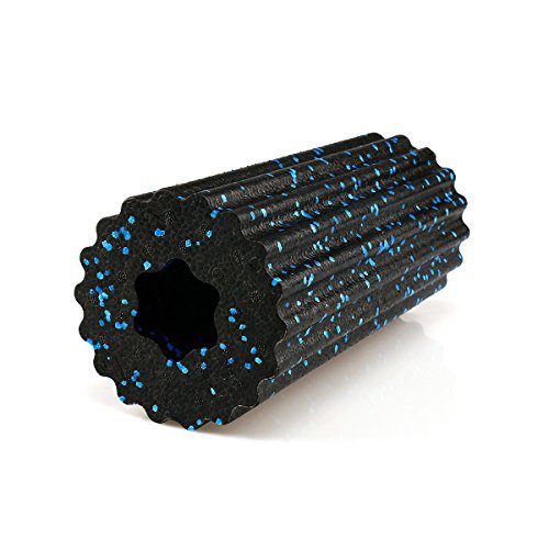 9horn High-Density Foam Roller Extra Firm With Ripples for Deep-Tissue Massage Blue Speckled