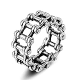 Denvosi Stainless Steel Ring Simple Bike Chain Punk and Rock Biker Ring for Men Size 9