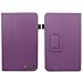 BIRUGEAR Purple SlimBook Leather HandStrap Folio Stand Case with Stylus for Hisense Sero 7 LT (Lite) - 7'' Android Tablet