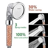 Nosame Shower Head, Ionic Filter Filtration High Pressure Water Saving 3 Mode Function Spray Handheld Showerheads for Dry Hair & Skin SPA