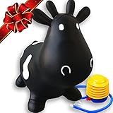 FLASH SALE | Inflatable Cow Bouncer Seat - Best for Physical Therapy, Increases Balance and Agility, Eco-Friendly + Free Foot Pump, Easy to Inflate - Black