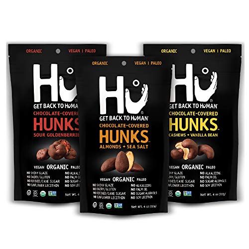 Hu Hunks Vegan Chocolate Covered Cashews and Almonds Variety 3 Pack