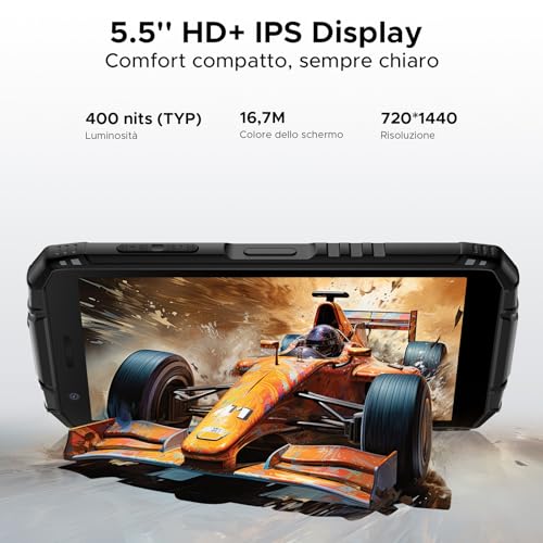 Luzglo Fire 3 Rugged Smartphone Android 16, 8350mAh Unbreakable Phone, UNISOC SC9863A, 5.5" IPS HD+ Display, 13MP+8MP Rugged Phone, 12GB+64GB/2TB, Widevine L1/Face ID/NFC- Grey
