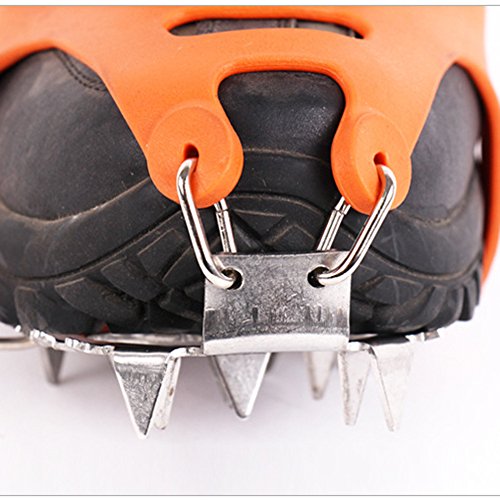 1 Pair 18 Teeth Crampons Non-slip Shoes Cover, Claws Stainless Steel Chain Outdoor Ski Ice Snow Hiking Climbing Traction Cleats (Medium) - Thumbnail 6