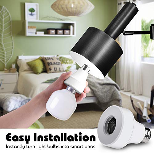 Elegant Choise Smart Wifi Bulb Socket E26/ E27 Bulb Adapter Base Converter Wi-Fi Led Light Bulbs Timer Holder Wireless Lamp Adapter Compatible with Alexa, Google Assistant and Alexa Accessories