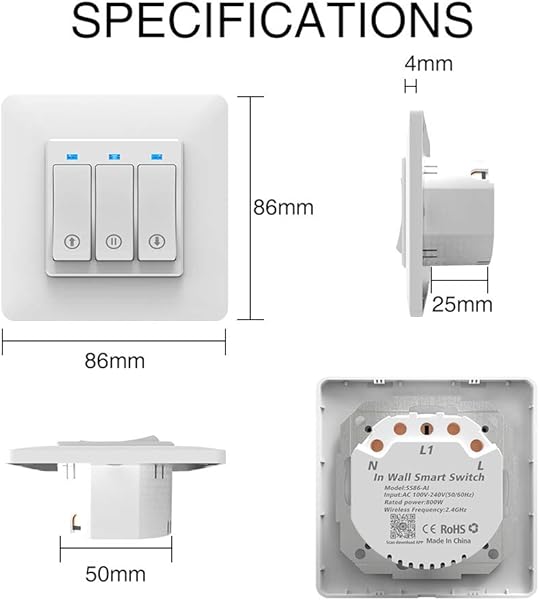 MOES Alexa Interruptor Persianas WiFi Inteligente Para Cortinas Persianas Enrollables y Estores Electrico motor Domotica Compatible con Smart Life Tuya Alexa y Google Home