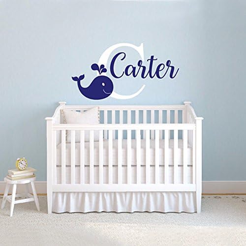 Lovely Custom-made Personalized Name Brand Whale Wall Decal Vinyl Wall Sticker Boys Kids Bedroom Decor Kids Wall Stickers-You select name &amp; color