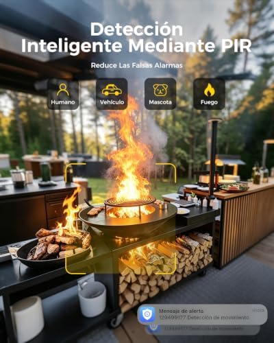 2K Cámara de Vigilancia WiFi Exterior Solar,360° PTZ,Sin Cables