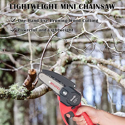 Mini Chainsaw, 4 Inch Cordless Electric Power Chainsaw, 24V 1500mAh Rechargeable Battery, One-Hand Portable Chainsaw with Security Lock for Tree Trimming and Branch Wood Cutting
