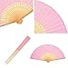 Bememo 12 Pack 8.3 Inch Chinese Paper Foldable Hand Fan for Women, Paper Silk Bamboo Handheld Decorative for Wedding Bridal Shower Festival Dance Decoration Party Favors DIY (Pink)