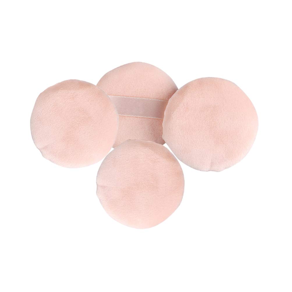 Minkissy 4Pcs Powder Puff Makeup Puff Loose Powder Puff With Ribbon Strap Soft Velour Puff For Loose Powder Setting Powder